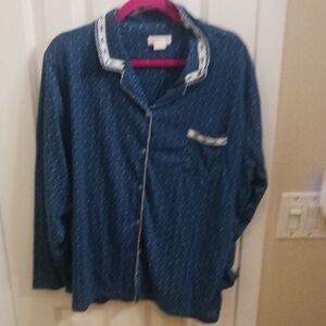Women's Blue Pajama Top with White Trim